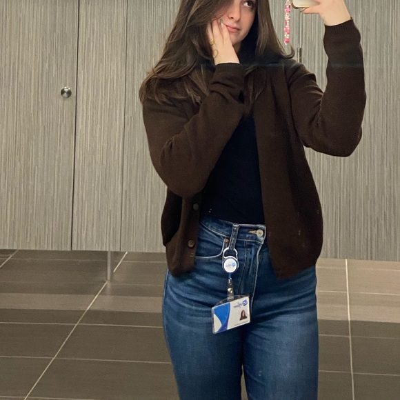 Brandy Melville wool/knit espresso brown button-up collared sweater - Picture 5 of 6